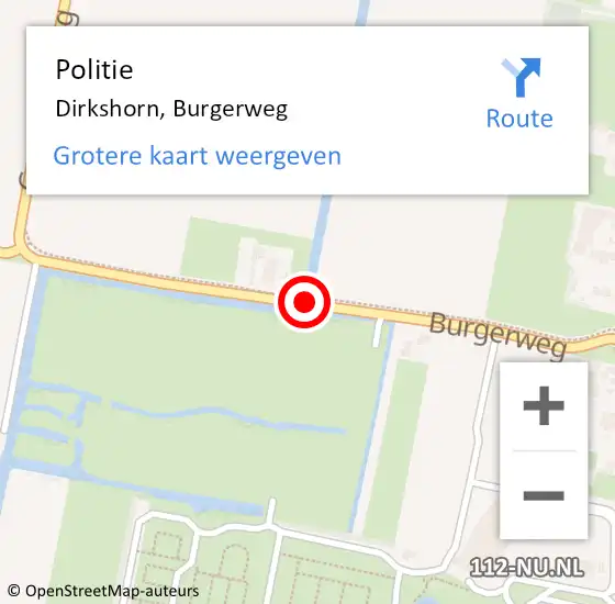 Locatie op kaart van de 112 melding: Politie Dirkshorn, Burgerweg op 24 augustus 2015 10:22
