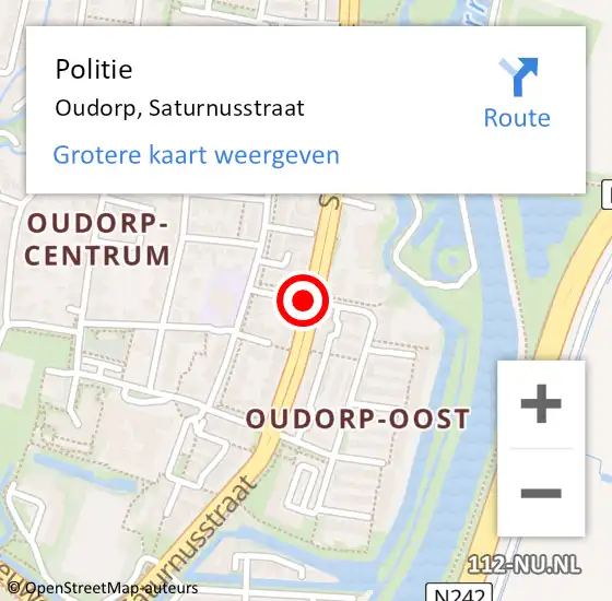 Locatie op kaart van de 112 melding: Politie Oudorp, Saturnusstraat op 24 augustus 2015 10:37