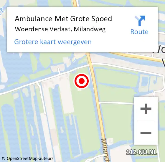 Locatie op kaart van de 112 melding: Ambulance Met Grote Spoed Naar Woerdense Verlaat, Milandweg op 24 augustus 2015 10:58