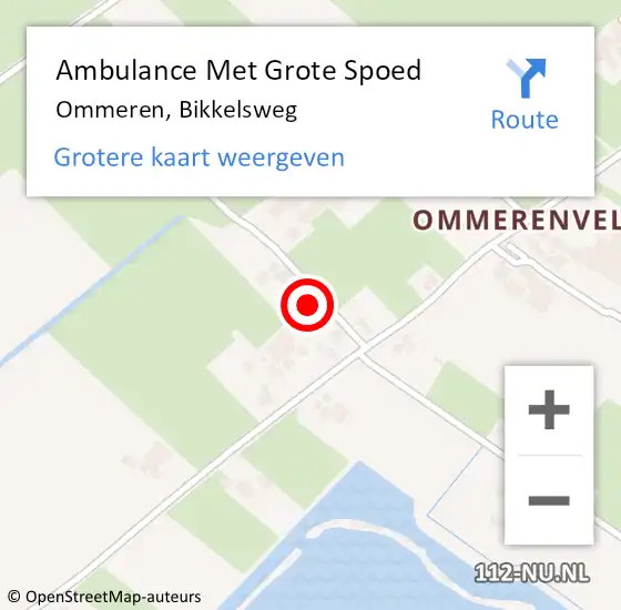 Locatie op kaart van de 112 melding: Ambulance Met Grote Spoed Naar Ommeren, Bikkelsweg op 18 november 2013 12:29