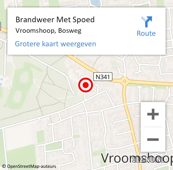 Locatie op kaart van de 112 melding: Brandweer Met Spoed Naar Vroomshoop, Bosweg op 24 augustus 2015 12:38