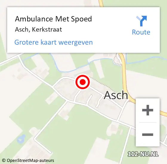 Locatie op kaart van de 112 melding: Ambulance Met Spoed Naar Asch, Kerkstraat op 24 augustus 2015 12:42