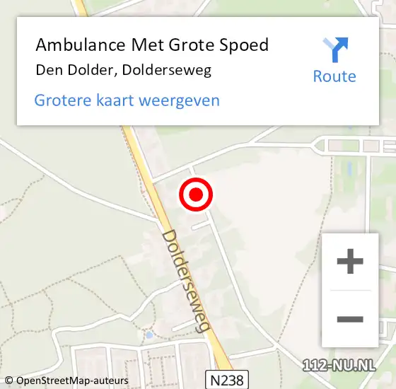 Locatie op kaart van de 112 melding: Ambulance Met Grote Spoed Naar Den Dolder, Dolderseweg op 18 november 2013 12:41