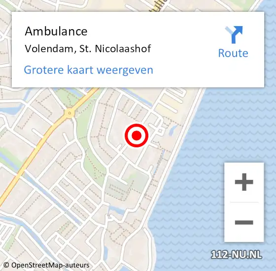 Locatie op kaart van de 112 melding: Ambulance Volendam, St. Nicolaashof op 24 augustus 2015 14:13