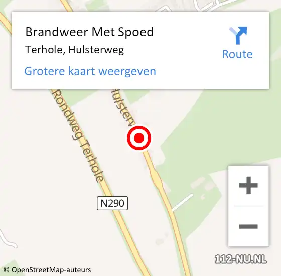 Locatie op kaart van de 112 melding: Brandweer Met Spoed Naar Terhole, Hulsterweg op 24 augustus 2015 14:34
