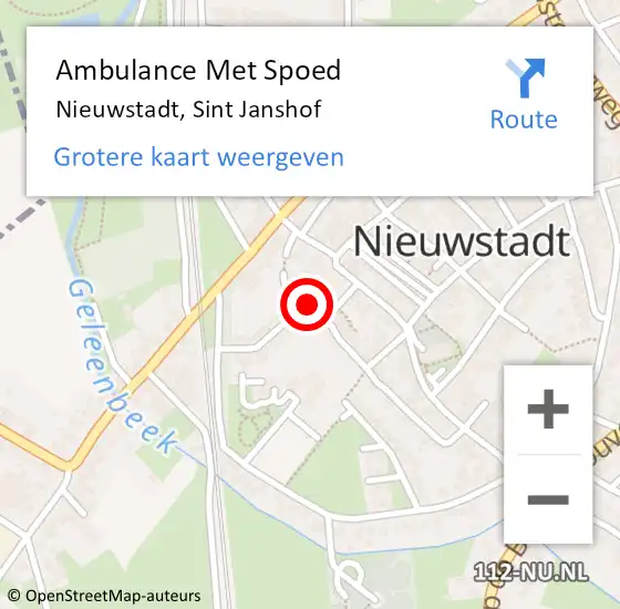 Locatie op kaart van de 112 melding: Ambulance Met Spoed Naar Nieuwstadt, Sint Janshof op 24 augustus 2015 14:58