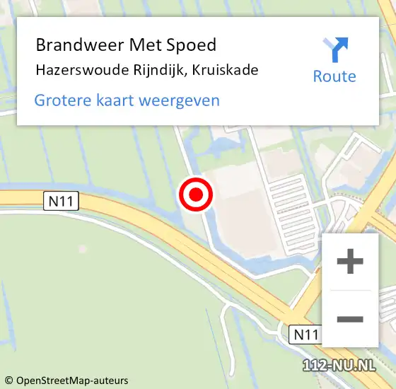 Locatie op kaart van de 112 melding: Brandweer Met Spoed Naar Hazerswoude Rijndijk, Kruiskade op 24 augustus 2015 15:02