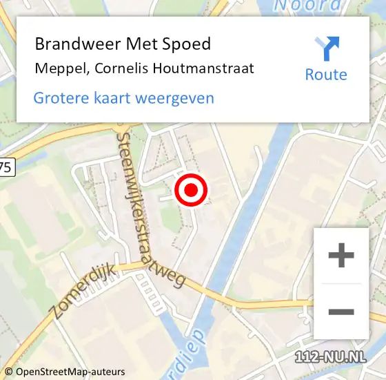 Locatie op kaart van de 112 melding: Brandweer Met Spoed Naar Meppel, Cornelis Houtmanstraat op 24 augustus 2015 15:31