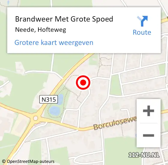 Locatie op kaart van de 112 melding: Brandweer Met Grote Spoed Naar Neede, Hofteweg op 18 november 2013 12:53