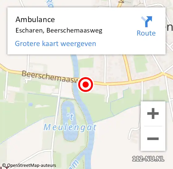 Locatie op kaart van de 112 melding: Ambulance Escharen, Beerschemaasweg op 24 augustus 2015 16:13