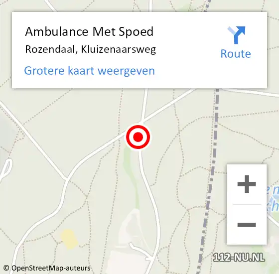 Locatie op kaart van de 112 melding: Ambulance Met Spoed Naar Rozendaal, Kluizenaarsweg op 24 augustus 2015 16:40