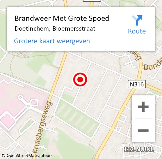 Locatie op kaart van de 112 melding: Brandweer Met Grote Spoed Naar Doetinchem, Bloemersstraat op 24 augustus 2015 16:41