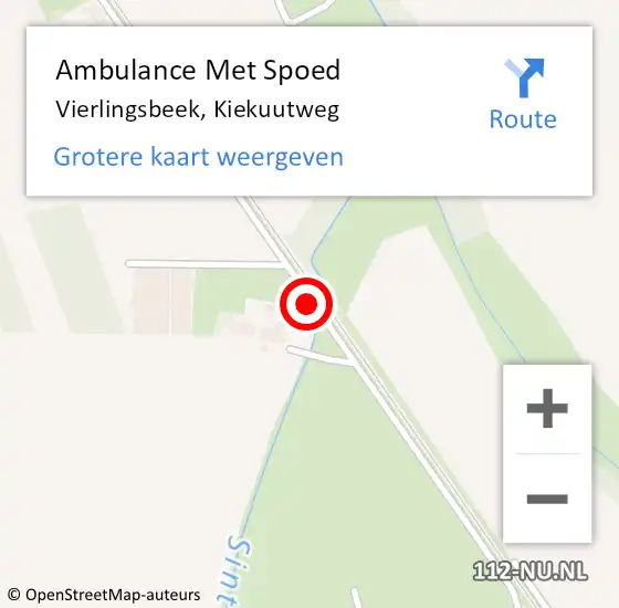 Locatie op kaart van de 112 melding: Ambulance Met Spoed Naar Vierlingsbeek, Kiekuutweg op 24 augustus 2015 16:58