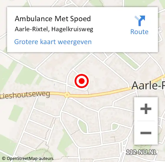 Locatie op kaart van de 112 melding: Ambulance Met Spoed Naar Aarle-Rixtel, Hagelkruisweg op 24 augustus 2015 17:02