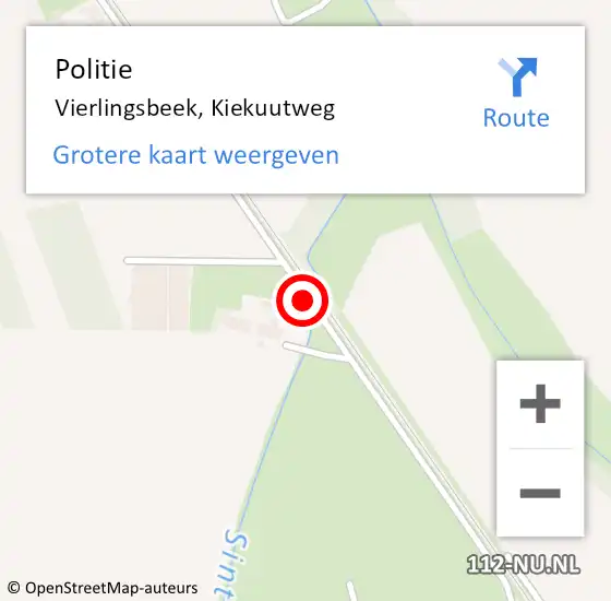 Locatie op kaart van de 112 melding: Politie Vierlingsbeek, Kiekuutweg op 24 augustus 2015 17:15