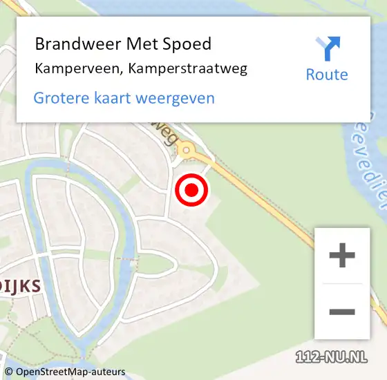 Locatie op kaart van de 112 melding: Brandweer Met Spoed Naar Kamperveen, Kamperstraatweg op 24 augustus 2015 17:41