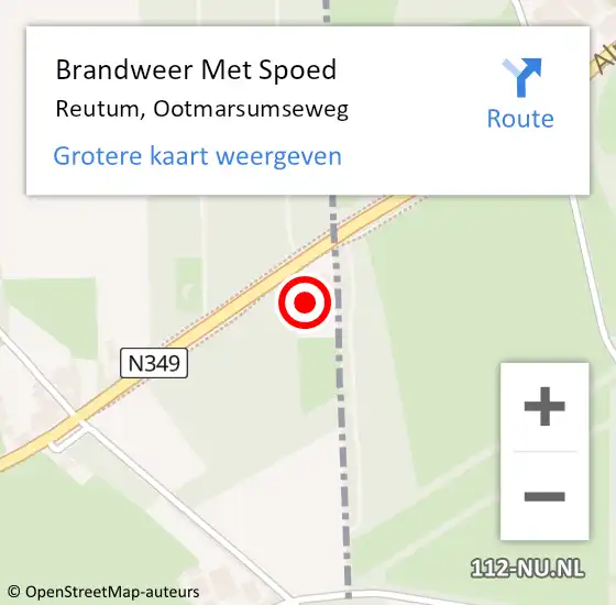 Locatie op kaart van de 112 melding: Brandweer Met Spoed Naar Reutum, Ootmarsumseweg op 24 augustus 2015 18:07