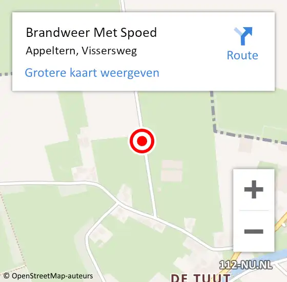 Locatie op kaart van de 112 melding: Brandweer Met Spoed Naar Appeltern, Vissersweg op 24 augustus 2015 18:17