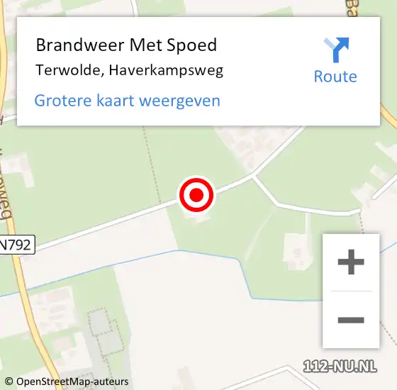 Locatie op kaart van de 112 melding: Brandweer Met Spoed Naar Terwolde, Haverkampsweg op 24 augustus 2015 18:29