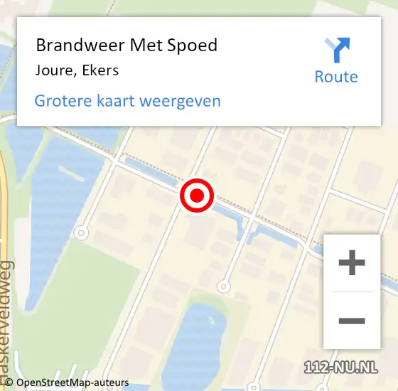 Locatie op kaart van de 112 melding: Brandweer Met Spoed Naar Joure, Ekers op 24 augustus 2015 18:42