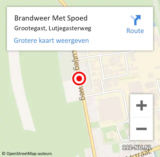 Locatie op kaart van de 112 melding: Brandweer Met Spoed Naar Grootegast, Lutjegasterweg op 24 augustus 2015 18:59