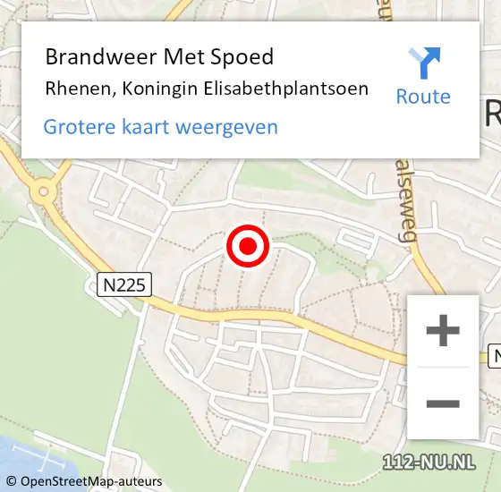 Locatie op kaart van de 112 melding: Brandweer Met Spoed Naar Rhenen, Koningin Elisabethplantsoen op 24 augustus 2015 19:13