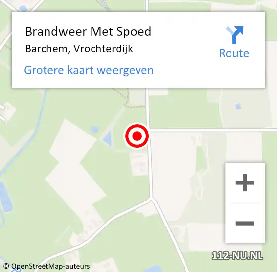 Locatie op kaart van de 112 melding: Brandweer Met Spoed Naar Barchem, Vrochterdijk op 24 augustus 2015 19:30