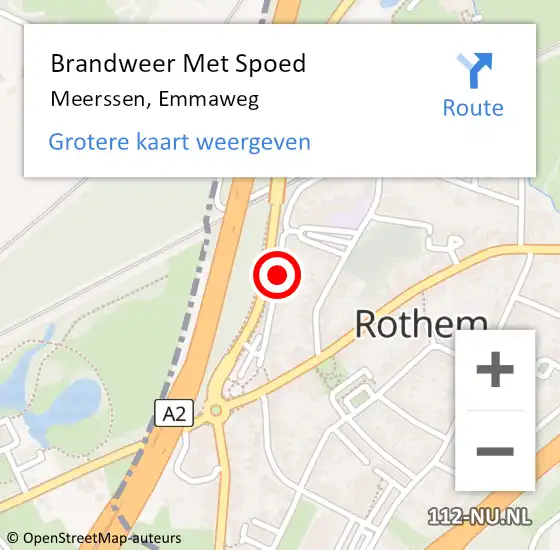 Locatie op kaart van de 112 melding: Brandweer Met Spoed Naar Meerssen, Emmaweg op 24 augustus 2015 19:57