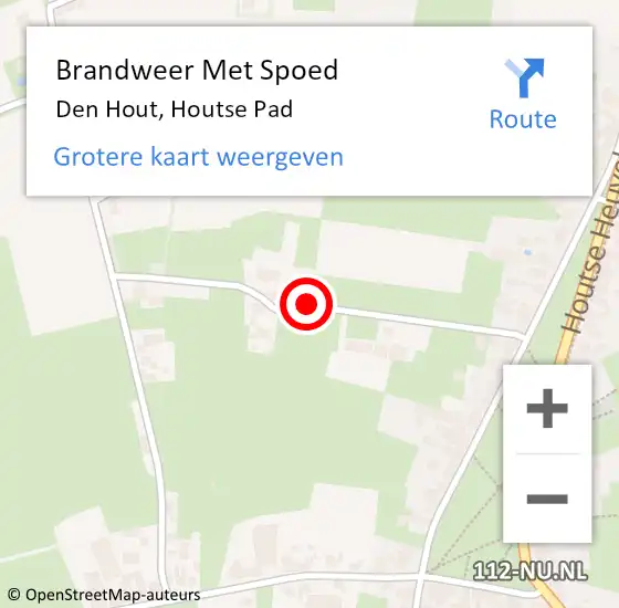 Locatie op kaart van de 112 melding: Brandweer Met Spoed Naar Den Hout, Houtse Pad op 24 augustus 2015 19:58