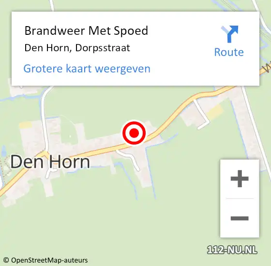 Locatie op kaart van de 112 melding: Brandweer Met Spoed Naar Den Horn, Dorpsstraat op 24 augustus 2015 20:08