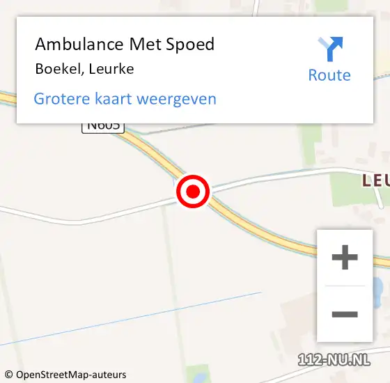 Locatie op kaart van de 112 melding: Ambulance Met Spoed Naar Boekel, Leurke op 24 augustus 2015 20:41