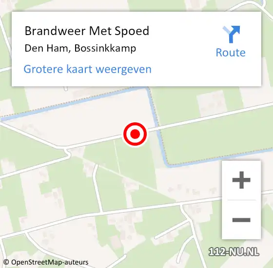 Locatie op kaart van de 112 melding: Brandweer Met Spoed Naar Den Ham Ov, Bossinkkamp op 24 augustus 2015 20:52