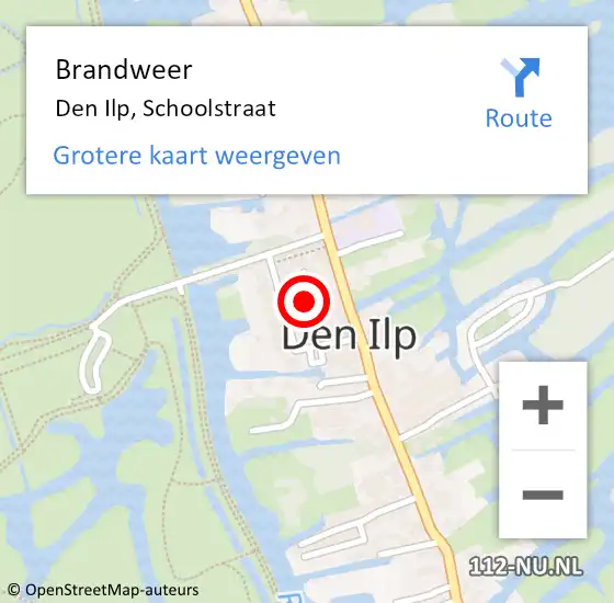 Locatie op kaart van de 112 melding: Brandweer Den Ilp, Schoolstraat op 24 augustus 2015 21:18