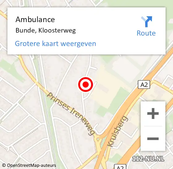 Locatie op kaart van de 112 melding: Ambulance Bunde, Kloosterweg op 18 november 2013 13:20