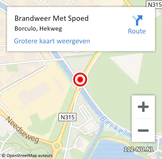 Locatie op kaart van de 112 melding: Brandweer Met Spoed Naar Borculo, Hekweg op 24 augustus 2015 22:30