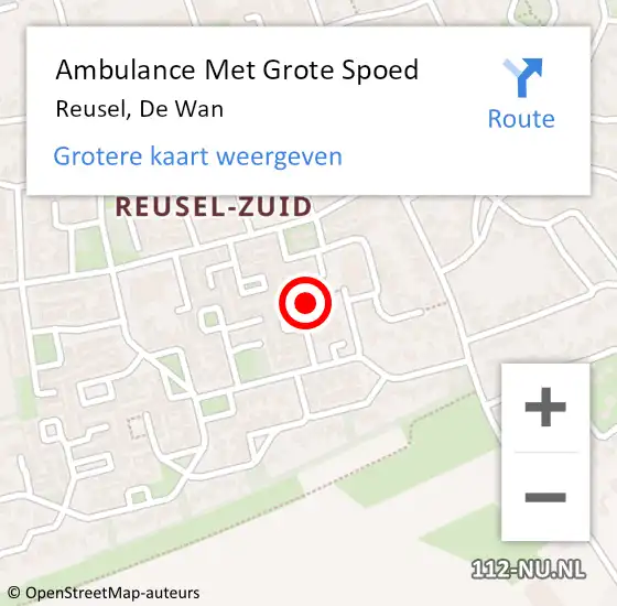 Locatie op kaart van de 112 melding: Ambulance Met Grote Spoed Naar Reusel, De Wan op 24 augustus 2015 22:59