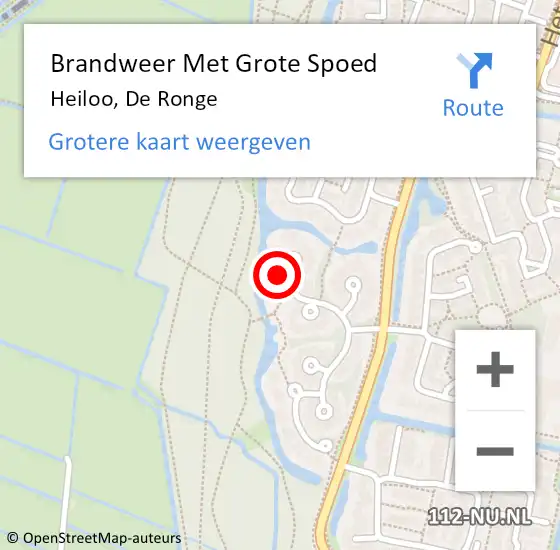 Locatie op kaart van de 112 melding: Brandweer Met Grote Spoed Naar Heiloo, De Ronge op 24 augustus 2015 23:04