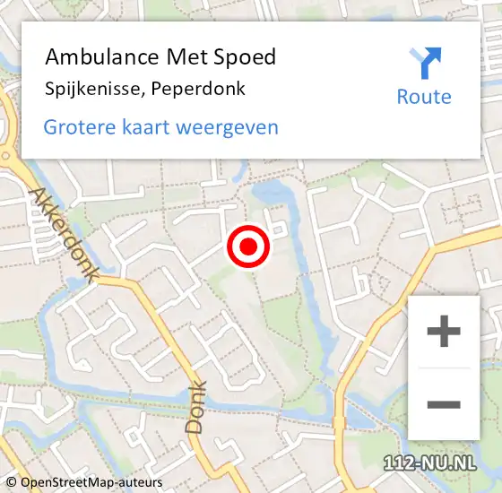Locatie op kaart van de 112 melding: Ambulance Met Spoed Naar Spijkenisse, Peperdonk op 24 augustus 2015 23:13