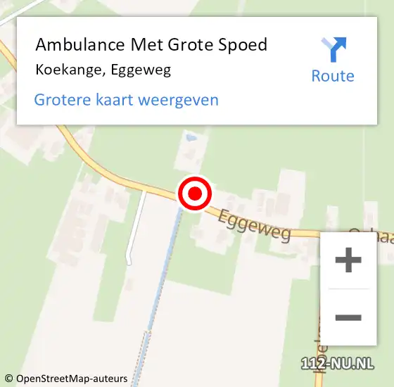 Locatie op kaart van de 112 melding: Ambulance Met Grote Spoed Naar Koekange, Eggeweg op 24 augustus 2015 23:28