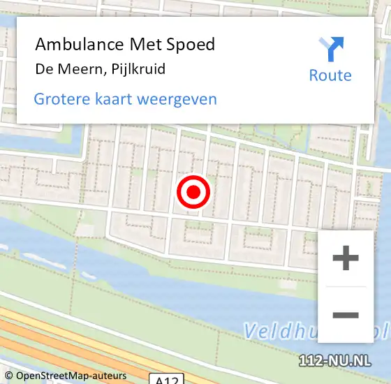 Locatie op kaart van de 112 melding: Ambulance Met Spoed Naar De Meern, Pijlkruid op 25 augustus 2015 00:14