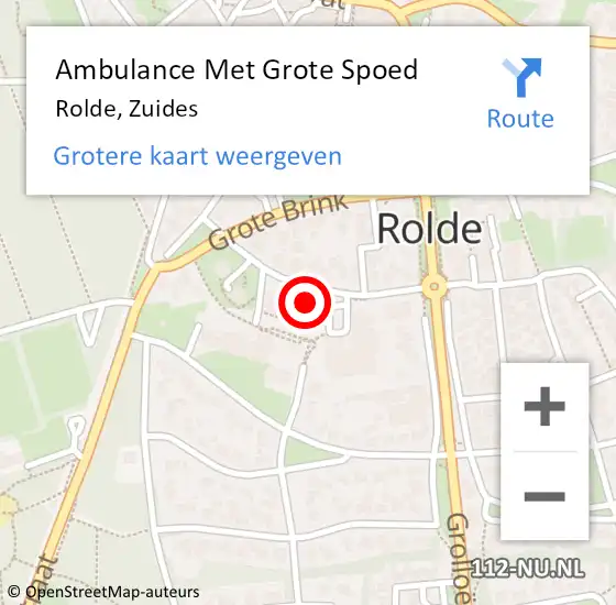 Locatie op kaart van de 112 melding: Ambulance Met Grote Spoed Naar Rolde, Zuides op 25 augustus 2015 01:30