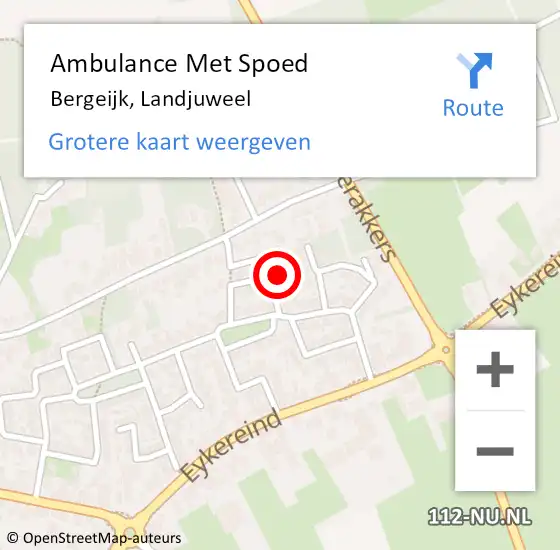 Locatie op kaart van de 112 melding: Ambulance Met Spoed Naar Bergeijk, Landjuweel op 25 augustus 2015 03:57