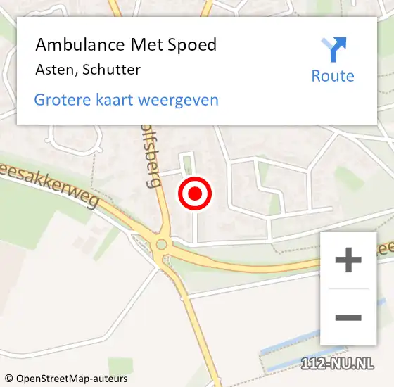 Locatie op kaart van de 112 melding: Ambulance Met Spoed Naar Asten, Schutter op 25 augustus 2015 04:19