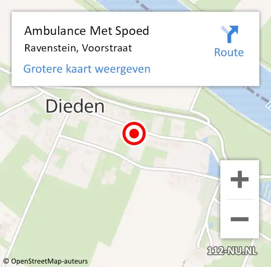 Locatie op kaart van de 112 melding: Ambulance Met Spoed Naar Ravenstein, Voorstraat op 25 augustus 2015 04:54