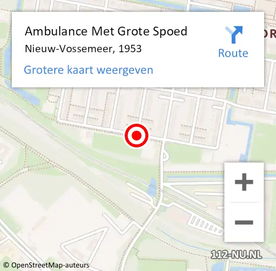 Locatie op kaart van de 112 melding: Ambulance Met Grote Spoed Naar Nieuw-Vossemeer, 1953 op 25 augustus 2015 06:14