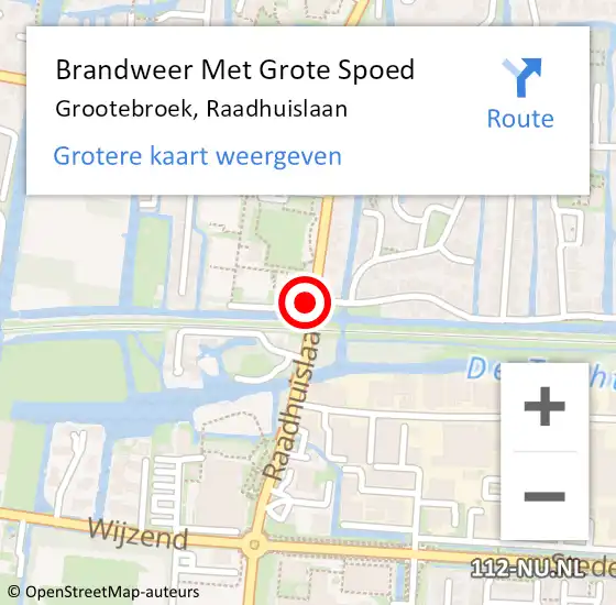 Locatie op kaart van de 112 melding: Brandweer Met Grote Spoed Naar Grootebroek, Raadhuislaan op 25 augustus 2015 07:44