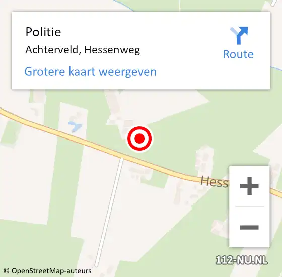 Locatie op kaart van de 112 melding: Politie Achterveld, Hessenweg op 25 augustus 2015 07:54