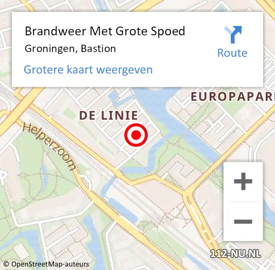 Locatie op kaart van de 112 melding: Brandweer Met Grote Spoed Naar Groningen, Bastion op 25 augustus 2015 08:12