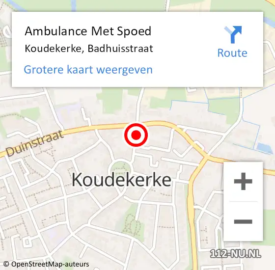 Locatie op kaart van de 112 melding: Ambulance Met Spoed Naar Koudekerke, Badhuisstraat op 25 augustus 2015 09:44