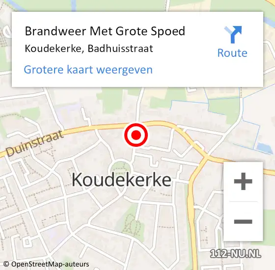 Locatie op kaart van de 112 melding: Brandweer Met Grote Spoed Naar Koudekerke, Badhuisstraat op 25 augustus 2015 09:46